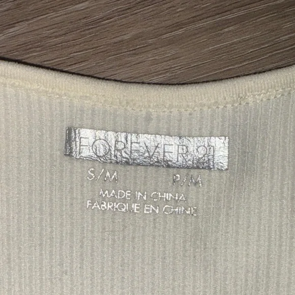 Forever 21 Cream Button Down Ribbed Top - Picture 2 of 2